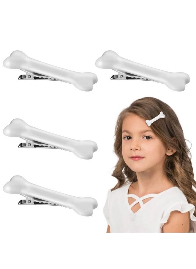 AEGYPIUS 4 Pcs Dog Bone Hair Clips, White Hair Pins For Women Girls, Halloween Party Accessories, Cute Hair Clips For Cosplay Costume Party  - Image 1
