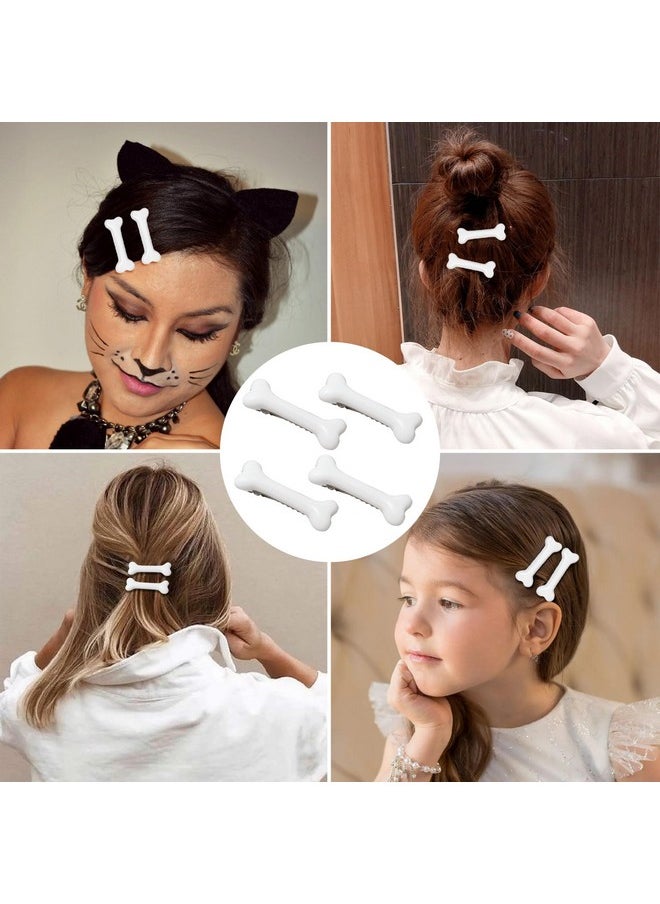 AEGYPIUS 4 Pcs Dog Bone Hair Clips, White Hair Pins For Women Girls, Halloween Party Accessories, Cute Hair Clips For Cosplay Costume Party  - Image 4