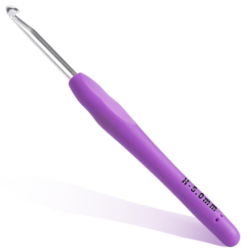 Gerute 5mm Crochet Hook, Ergonomic Crochet Hook, Smooth and Extra Longâ€¯ Knitting Needles, with Soft Rubber Ergonomic Handle and Aluminum Tip, Perfect Beginner and Arthritic Crochet Hooks (5 mm) - Image 1