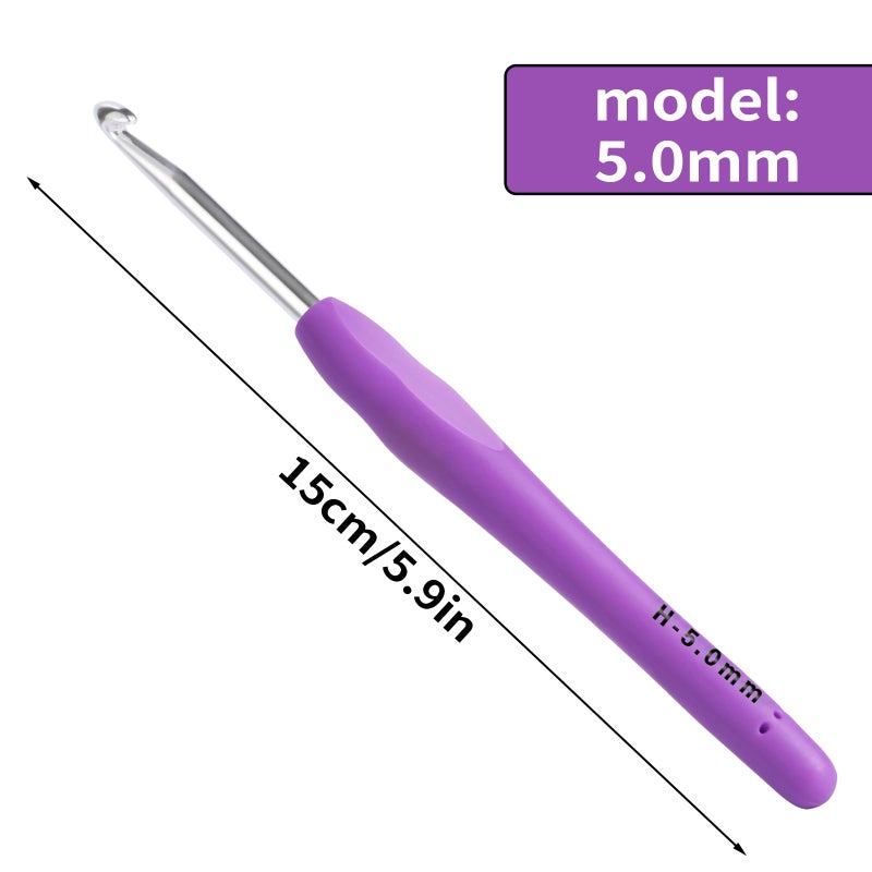 Gerute 5mm Crochet Hook, Ergonomic Crochet Hook, Smooth and Extra Longâ€¯ Knitting Needles, with Soft Rubber Ergonomic Handle and Aluminum Tip, Perfect Beginner and Arthritic Crochet Hooks (5 mm) - Image 2