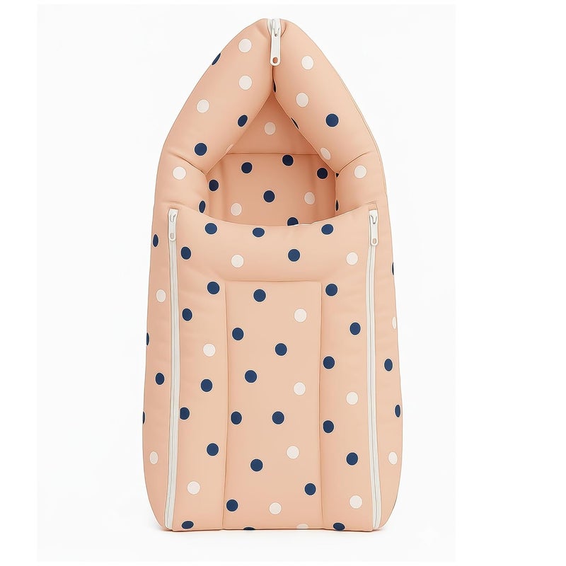 DADDY - G DADDY G 3-in-1 Baby Bed & Sleeping Bag for Newborn | Portable Cotton Baby Bedding Set | Unisex Carry Nest & Baby Holder for New Born | Soft & Lightweight Infant Sleep Bag (Peach Dot) - Image 4