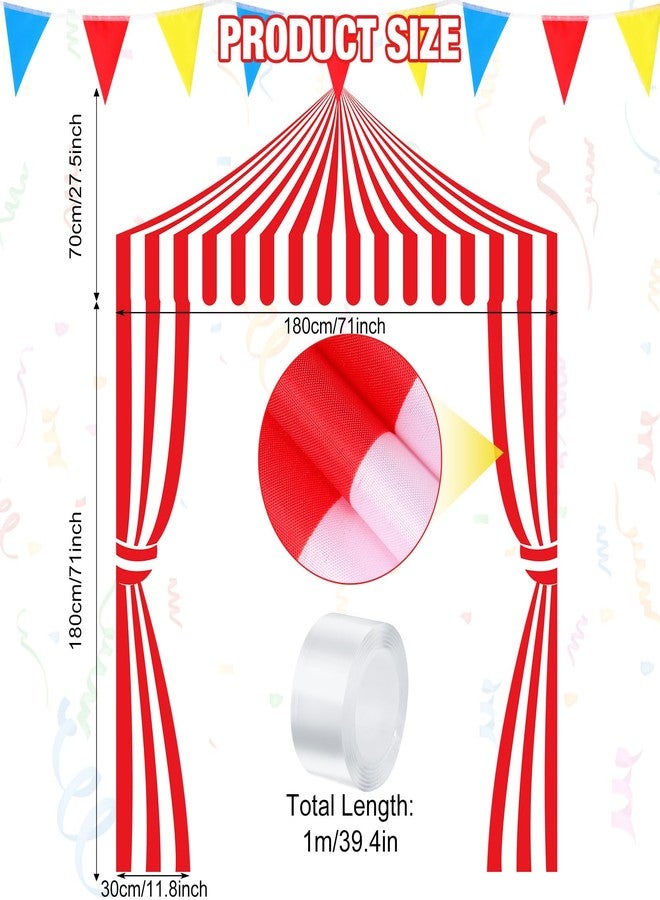 Ziliny 3 Pcs Carnival Party Decorations Circus Tent Awning Halloween Red White Banner Concession Stand(Striped Style) - Image 2