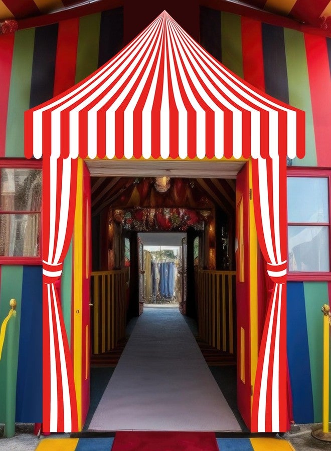 Ziliny 3 Pcs Carnival Party Decorations Circus Tent Awning Halloween Red White Banner Concession Stand(Striped Style) - Image 3