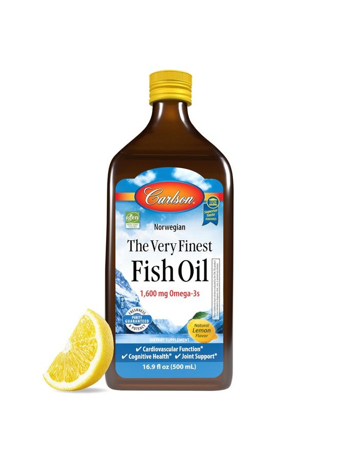 Carlson - The Very Finest Fish Oil, 1600 mg Omega-3s, Liquid Supplement, Norwegian, Wild-Caught, Sustainably Sourced , Lemon, 16.9 Fl Oz - Image 1