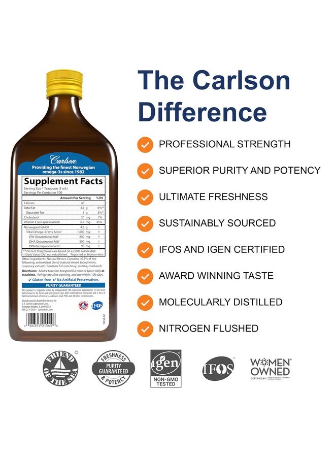 Carlson - The Very Finest Fish Oil, 1600 mg Omega-3s, Liquid Supplement, Norwegian, Wild-Caught, Sustainably Sourced , Lemon, 16.9 Fl Oz - Image 2