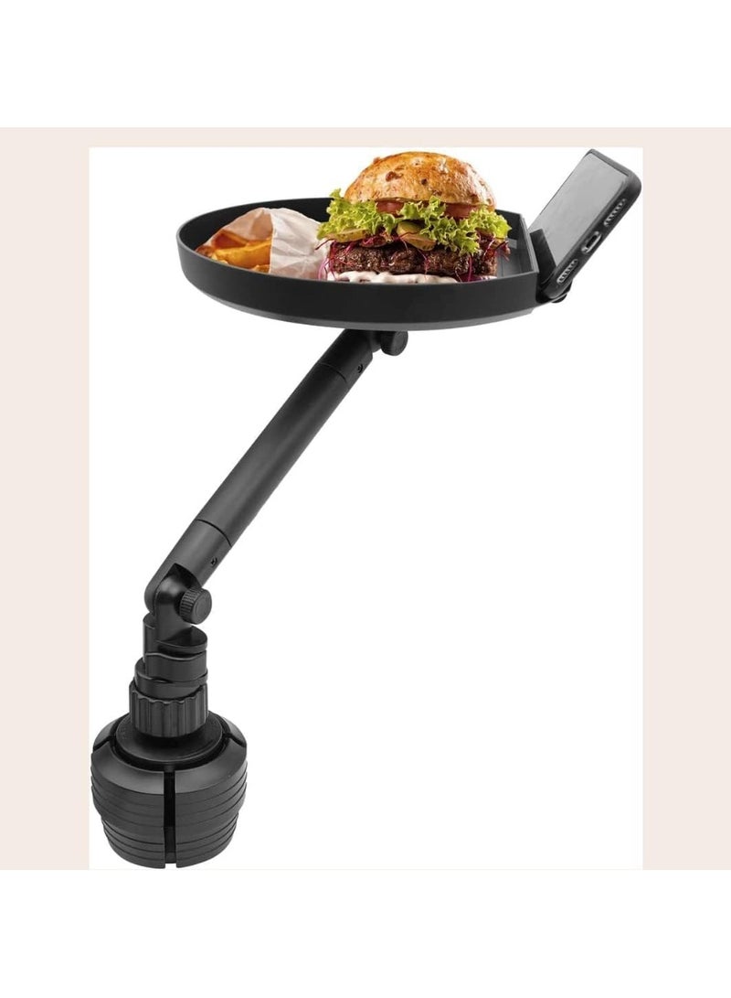 طاولة صينية سيارة قابلة للتعديل - صينية طعام مثالية للسيارة مع فتحة للهاتف وذراع دوار - منظم سيارة - ملحقات سفر أساسية لرحلات الطريق - Image 1