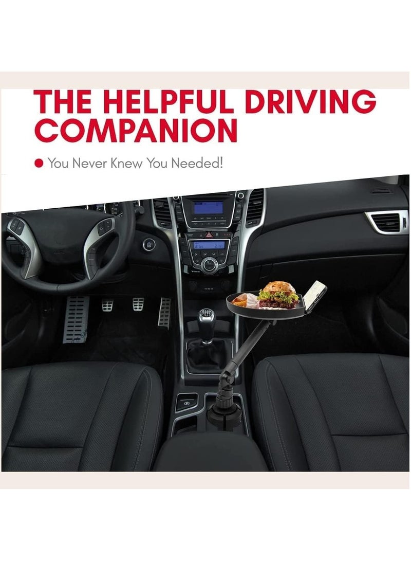 طاولة صينية سيارة قابلة للتعديل - صينية طعام مثالية للسيارة مع فتحة للهاتف وذراع دوار - منظم سيارة - ملحقات سفر أساسية لرحلات الطريق - Image 4