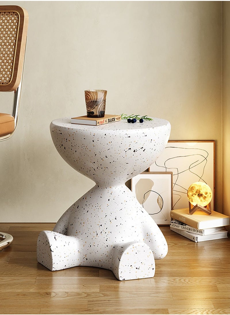 Terrazzo Side Table Bedside Table Coffee Table Cafe Table Sofa Side Table End Table Snack Table Fashion Design for Living Room Bedroom Office Retail White H43xL40xW38 cm