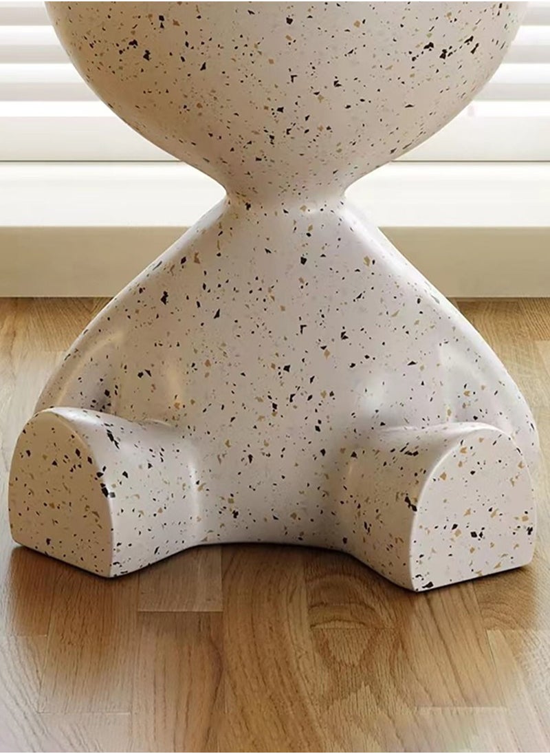 Terrazzo Side Table Bedside Table Coffee Table Cafe Table Sofa Side Table End Table Snack Table Fashion Design for Living Room Bedroom Office Retail White H43xL40xW38 cm