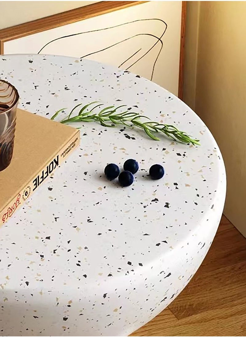 Terrazzo Side Table Bedside Table Coffee Table Cafe Table Sofa Side Table End Table Snack Table Fashion Design for Living Room Bedroom Office Retail White H43xL40xW38 cm