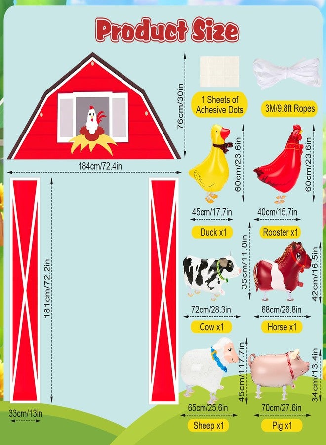 Bafeil Farm Birthday Party Decorations - Barn Backdrop Door Banner for Farm Themed Party Decor, Barnyard Backdrop for Kids' Photo Booth Props, Baby Showers - Image 3