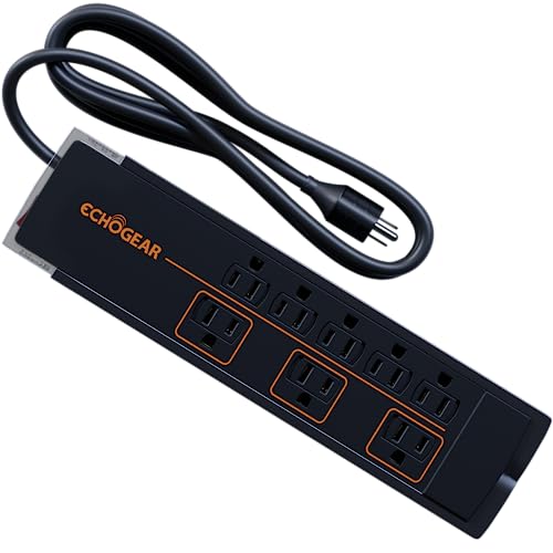 ECHOGEAR ShockBlocker 8 Outlet Surge Protector Power Strip - Slim Design Can Power & Protect Your Entire TV, Office, Or Gaming Setup - Advanced Surge Suppressor with 3420 Joules of Protection - Image 1