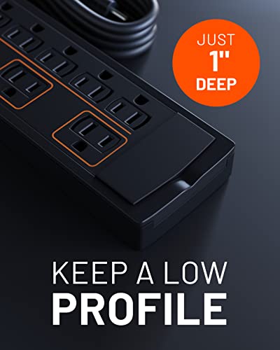 ECHOGEAR ShockBlocker 8 Outlet Surge Protector Power Strip - Slim Design Can Power & Protect Your Entire TV, Office, Or Gaming Setup - Advanced Surge Suppressor with 3420 Joules of Protection - Image 4