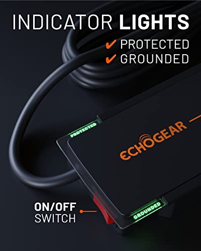 ECHOGEAR ShockBlocker 8 Outlet Surge Protector Power Strip - Slim Design Can Power & Protect Your Entire TV, Office, Or Gaming Setup - Advanced Surge Suppressor with 3420 Joules of Protection - Image 5