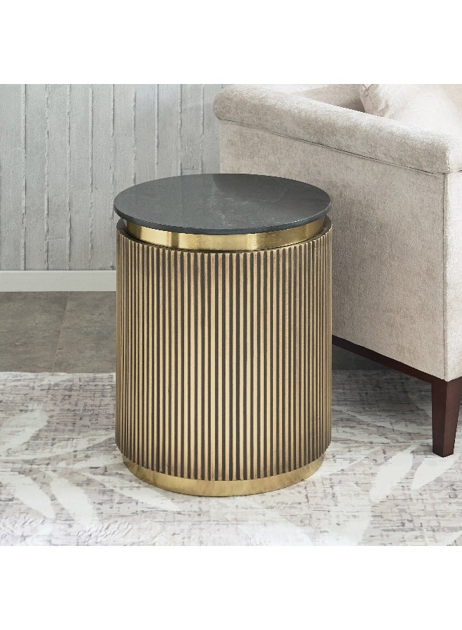 Home Box Blax Genuine Marble Top End Table with Brass Cladding Base - Image 2