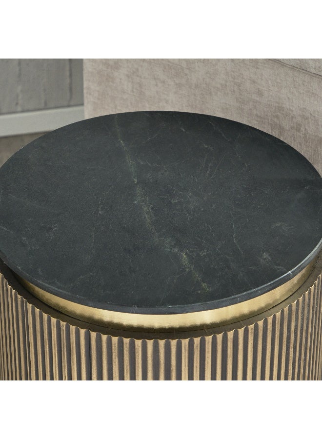 Home Box Blax Genuine Marble Top End Table with Brass Cladding Base - Image 3