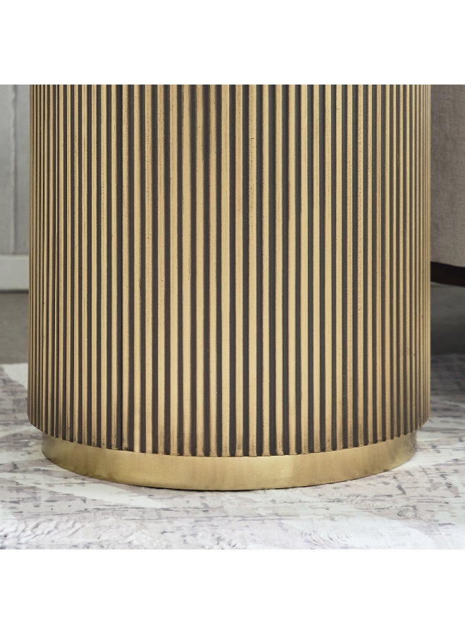 Home Box Blax Genuine Marble Top End Table with Brass Cladding Base - Image 4