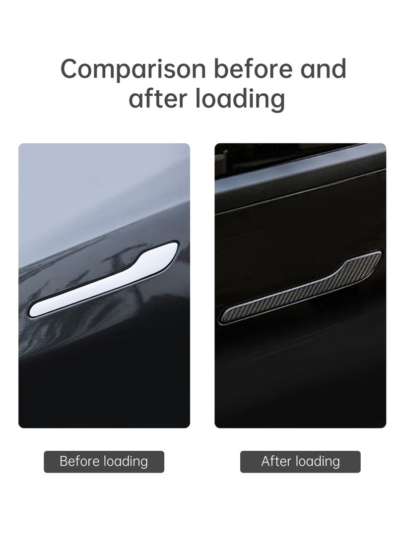SYOSI Carbon Fiber Door Handle Protector for Tesla Model 3 / Y, Door Handle Stickers, Door Handle Anti Scratch Accessories, Retrofit Decor Accessories - Image 4