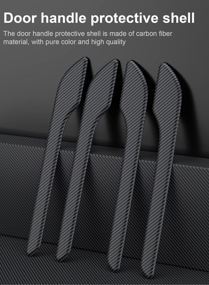 SYOSI Carbon Fiber Door Handle Protector for Tesla Model 3 / Y, Door Handle Stickers, Door Handle Anti Scratch Accessories, Retrofit Decor Accessories - Image 5