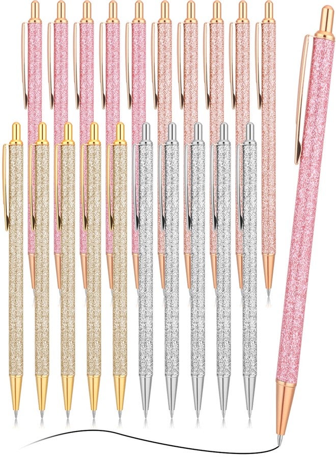 Leinuosen 20 Pcs Ballpoint Pens Comfortable Writing Metal Retractable Black Ink Gift Pens with Medium Point for Office Supplies(Silver, Gold, Dark Pink, Light Pink) - Image 1
