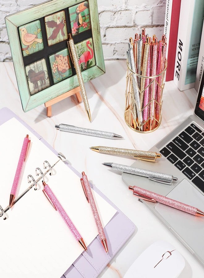 Leinuosen 20 Pcs Ballpoint Pens Comfortable Writing Metal Retractable Black Ink Gift Pens with Medium Point for Office Supplies(Silver, Gold, Dark Pink, Light Pink) - Image 4