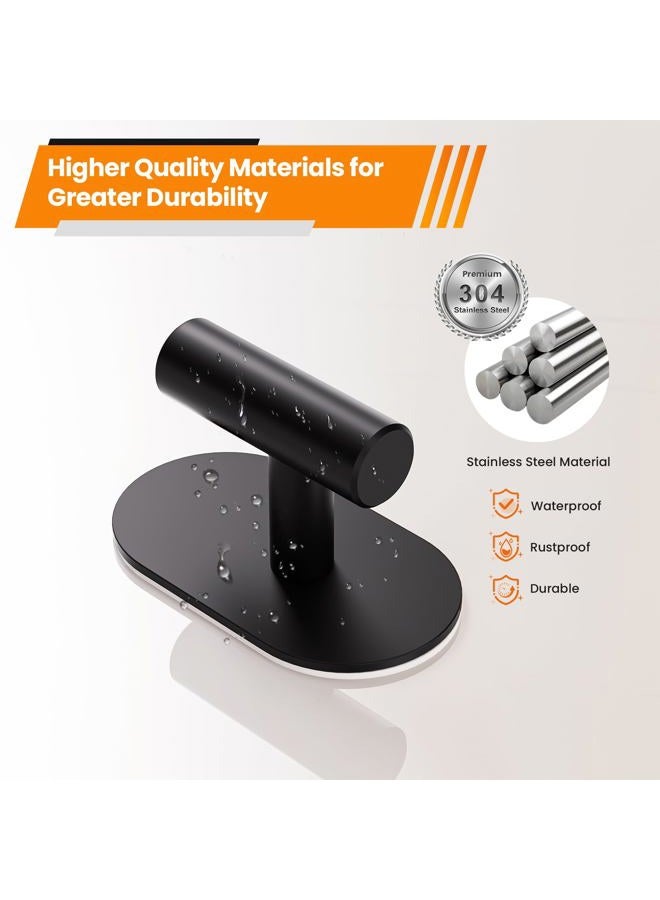 Aikzik Black Adhesive Hooks Heavy Duty, Wall Hooks for Shower, Bathroom, Towel, Coat, Robe, Stainless Steel Hooks for Hanging, Waterproof & Rustproof Sticky Hooks for Walls No Damage- 4 Pack - Image 4