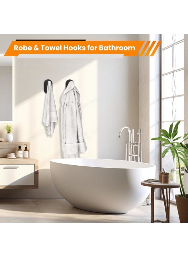 Aikzik Black Adhesive Hooks Heavy Duty, Wall Hooks for Shower, Bathroom, Towel, Coat, Robe, Stainless Steel Hooks for Hanging, Waterproof & Rustproof Sticky Hooks for Walls No Damage- 4 Pack - Image 5
