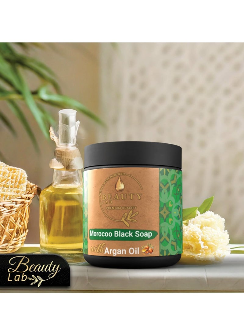 Beauty Lab Moroccan Black Soap with Argan Oil 250 gm | 100% natural  - Image 2