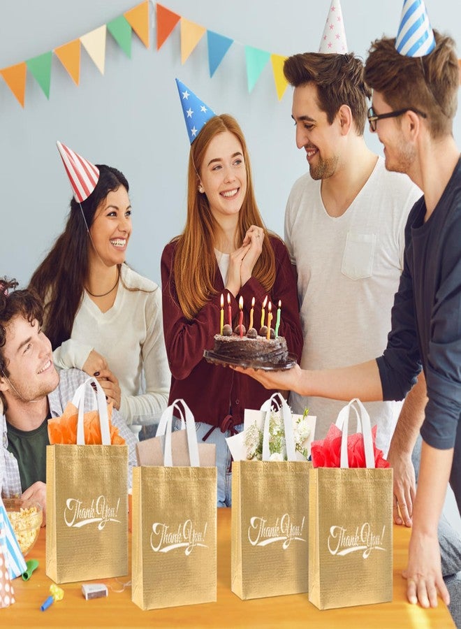 30 كيس هدايا شكر بمقابض، أبعادها 10 بوصات ارتفاعًا × 8 بوصات طولًا × 4 بوصات عرضًا، قابلة لإعادة الاستخدام، مصنوعة من قماش غير منسوج قابل للطي، مناسبة للأعمال والتسوق وحفلات الزفاف وحفلات استقبال المولود وحفلات التخرج وتوزيعات الحفلات. - Image 4