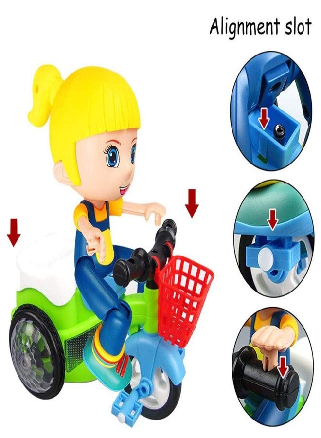 Mummy Please Battery-Operated Tricycle Toy with Light-Up Wheels, Moving Doll, Storage Basket, Multiple Buckles (Bump-N-Go Girl) - Image 5