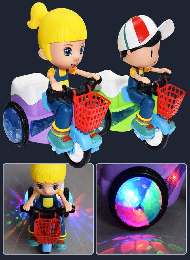 Mummy Please Battery-Operated Tricycle Toy with Light-Up Wheels, Moving Doll, Storage Basket, Multiple Buckles (Bump-N-Go Girl) - Image 3