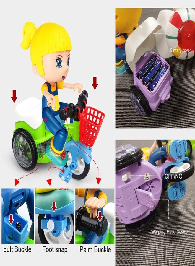 Mummy Please Battery-Operated Tricycle Toy with Light-Up Wheels, Moving Doll, Storage Basket, Multiple Buckles (Bump-N-Go Girl) - Image 2