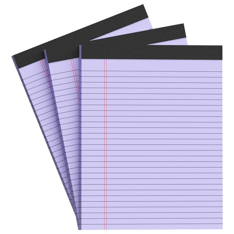 AILZFEI Purple Legal Pad Note Pads 8.5 x 11 inch, Wide Ruled, 30 Sheets/Pad, 20lb Colored Paper, Perforated Notepad with Sturdy Back (3 Pads Purple) - Image 1