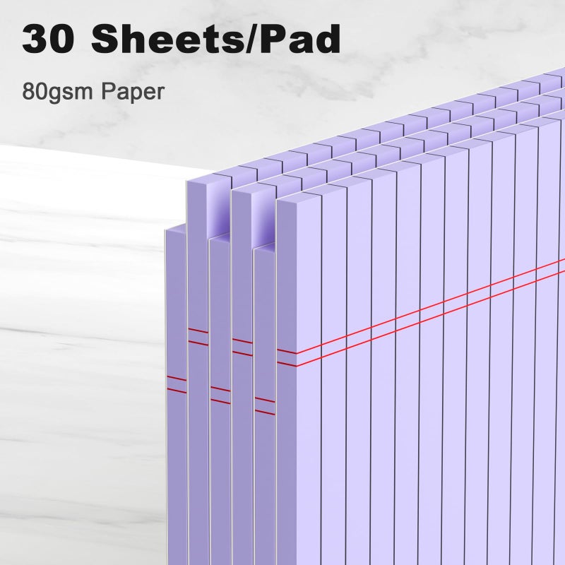 AILZFEI Purple Legal Pad Note Pads 8.5 x 11 inch, Wide Ruled, 30 Sheets/Pad, 20lb Colored Paper, Perforated Notepad with Sturdy Back (3 Pads Purple) - Image 3
