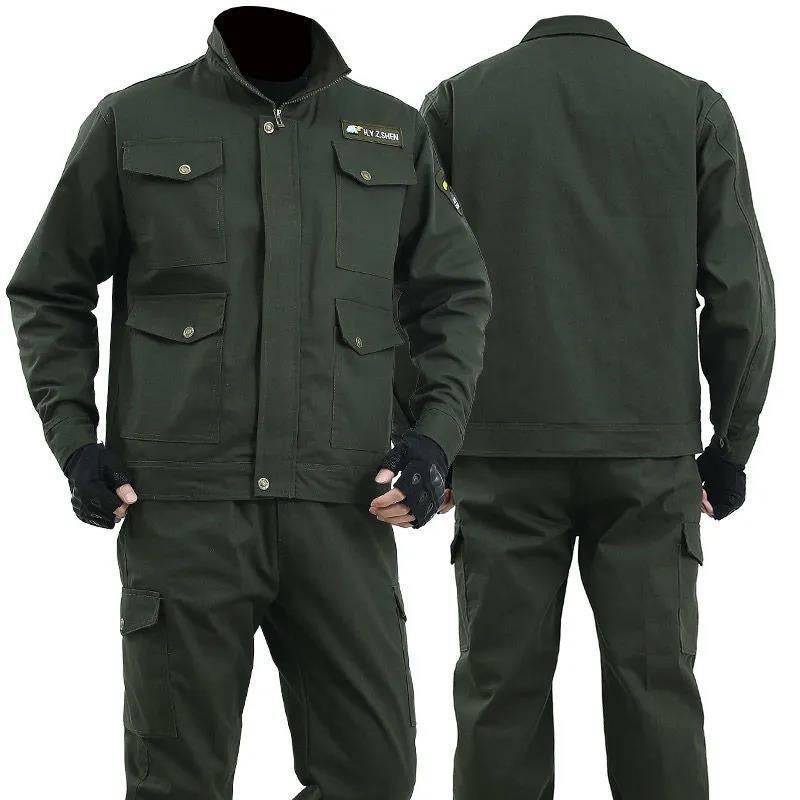 Spring and Autumn Work Clothes suit Men's Thickened Labor Protection Clothing Auto Repair Welder Anti-scald Wear-resistant Construction Site Construction Tooling Wholesale - Image 1