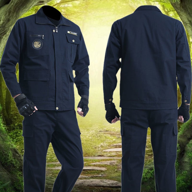 Spring and Autumn Work Clothes suit Men's Thickened Labor Protection Clothing Auto Repair Welder Anti-scald Wear-resistant Construction Site Construction Tooling Wholesale - Image 3