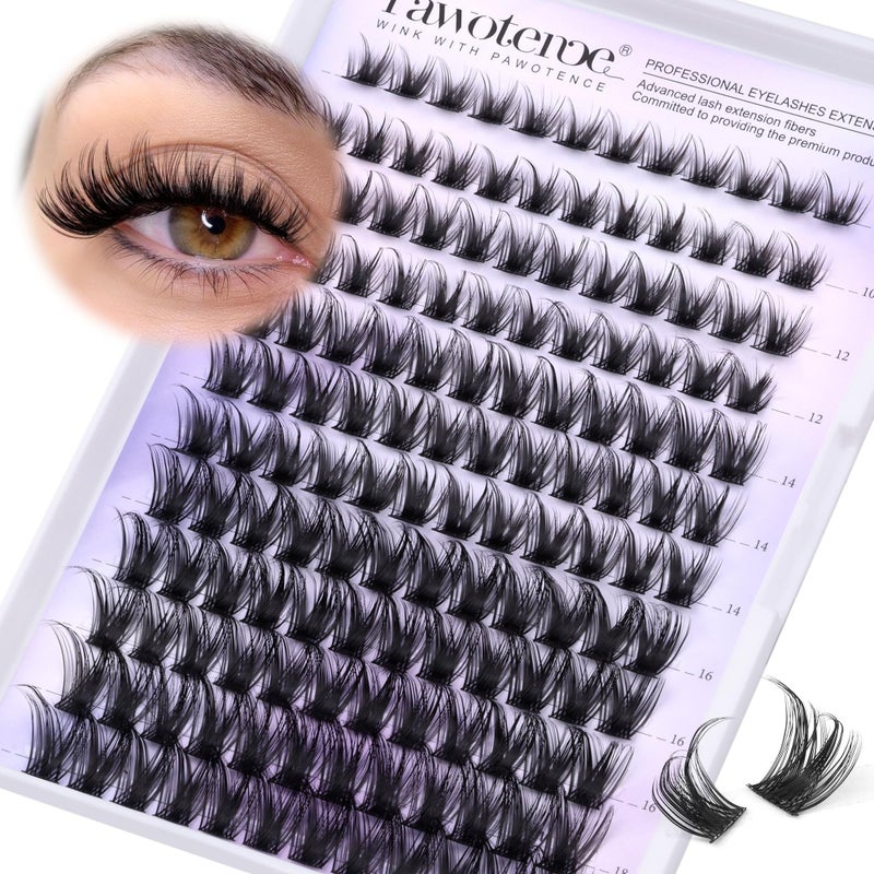 Pawotence Lash Clusters Wispy Cluster Eyelash Extensions 10-18mm Individual Lashes DIY Cluster Lashes Extension Soft Comfortable Eyelash Clusters with Thin Band - Image 1