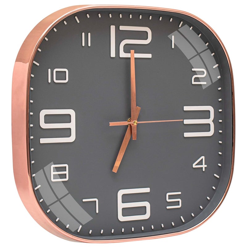 TEKCOOL Plastic Analogue Wall Clock 12" Silent Quartz Decorative Latest Wall Clock Non-Ticking Classic Clock Battery Operated Round Easy to Read for Room/Home/Kitchen/Bedroom/Office/School.Grey Gold' - Image 2