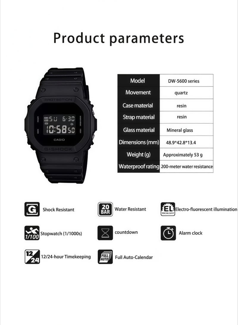 CASIO Casio Men's Watch G-Shock Square Digital Black Dial DW-5600BB-1 - Image 3