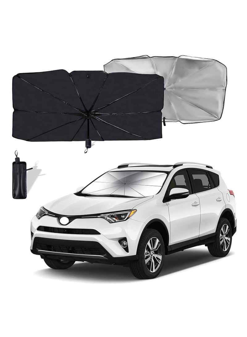 Excefore Car Windshield Sun Shade Foldable Umbrella Reflective Sunshade for UV Rays and Heat Visor Protector,Keep Vehicle Cool,Easy to Use Store Fits Most SUVs 57 x 31 in - Image 1