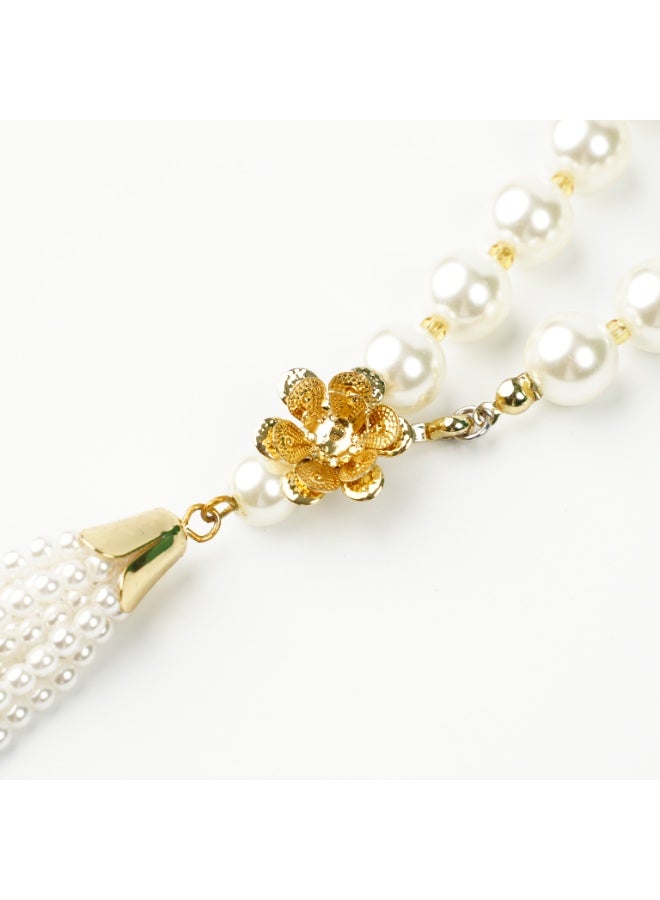 LumiArk Elegant Pearl Necklace with Tassel Accents - Image 4