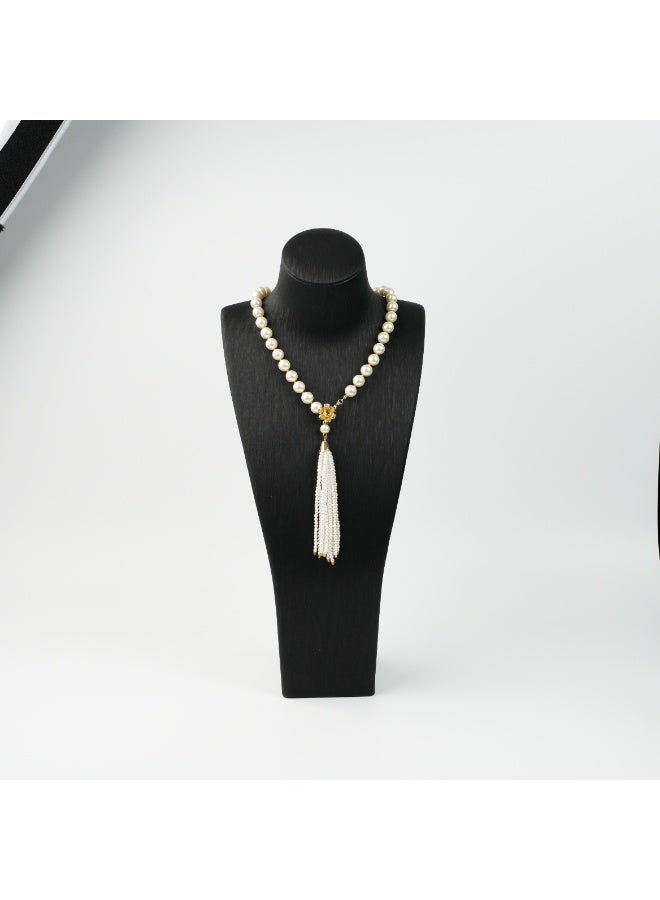 LumiArk Elegant Pearl Necklace with Tassel Accents - Image 1