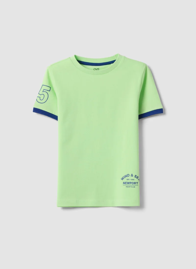او في اس OVS Green Pure Organic Cotton Kidsâ€™ T-Shirt With Print