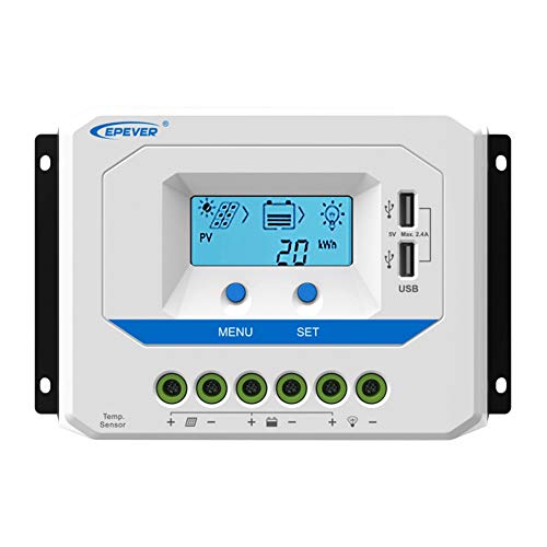 EPEVER® 30A Solar Charge Controller 12V/24V Auto Working PWM Solar Panel Charge Regulator with LCD Display and Powerful Dual USB Output - Image 1