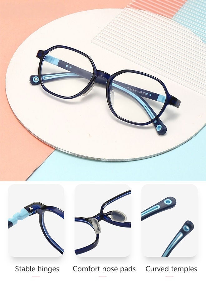 نظارات أزرق داكن للأطفال تحجب الضوء الأزرق مع حافظة نظارات مضادة لإجهاد العين حماية UV400 نظارات ألعاب الكمبيوتر مع إطار TR90 خفيف الوزن للأولاد والبنات من سن 3 إلى 12 سنة دروس عبر الإنترنت وقت استخدام الجهاز اللوحي أنشطة خارجية - Image 4