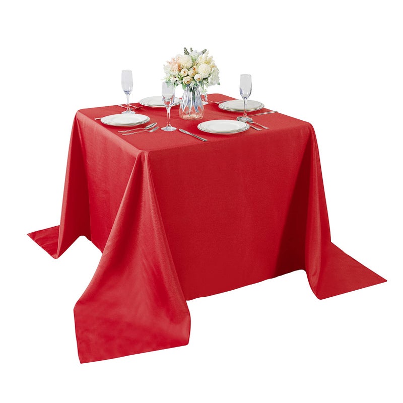 Cupuamon Square Tablecloth 90x90 inch Washable Polyester Fabric Table Cloth for Wedding Party Dining Banquet Decoration(90x90 Red) - Image 1