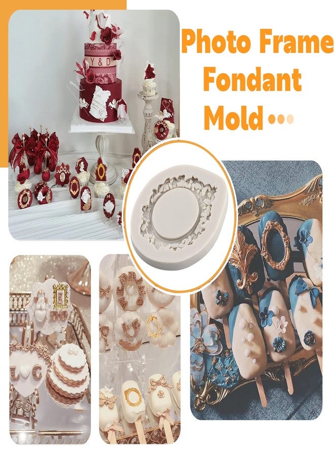 Sijiangmold Photo Frame Fondant Mold Picture Frames Silicone Mold Baroque Style Frame Molds For Cupcake Topper Cake Decoration Chocolate Candy Polymer Clay Gum Paste Set Of 4 - Image 4