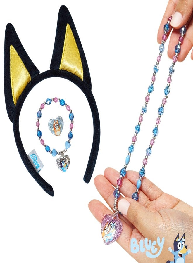 LUV HER Licensed BLUEY Headbands for Girls - Kids Jewelry - Dress Up Set All in one Giftable Box - Headband - Play Jewelry Set - 4pc (Toddler Headband, Necklace, Dress Up Bracelet, Ring) 4+ - Image 5