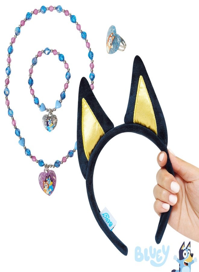 LUV HER Licensed BLUEY Headbands for Girls - Kids Jewelry - Dress Up Set All in one Giftable Box - Headband - Play Jewelry Set - 4pc (Toddler Headband, Necklace, Dress Up Bracelet, Ring) 4+ - Image 3