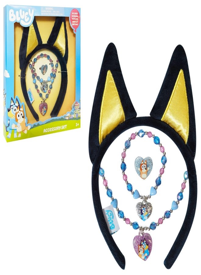LUV HER Licensed BLUEY Headbands for Girls - Kids Jewelry - Dress Up Set All in one Giftable Box - Headband - Play Jewelry Set - 4pc (Toddler Headband, Necklace, Dress Up Bracelet, Ring) 4+ - Image 1